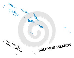 Vector Collage Map of Solomon Islands of Water Tears and Solid Map