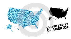 Vector Collage Map of USA Territories of Liquid Tears and Solid Map