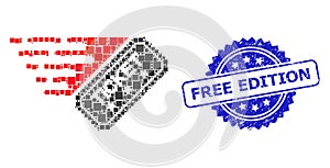 Textured Free Edition Seal and Square Dot Mosaic Ticket
