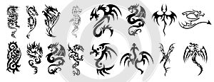 Vector Collection of 16 Dragon Designs