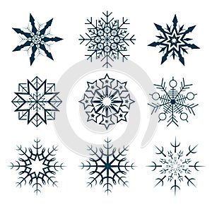 Vector collection of abstract snowflakes