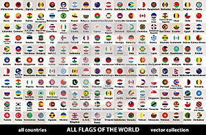 Vector collection of all flags of the world in circular design, arranged in alphabetical order, with original colors and high deta