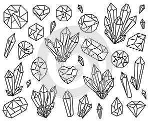 Vector Collection of Beautiful Crystals and Gemstones photo