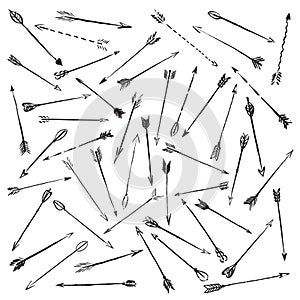 Vector collection black hand-drawn arrows.