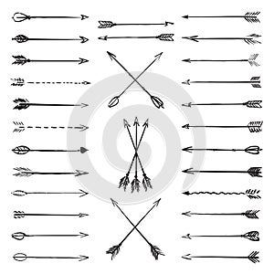 Vector collection black hand-drawn arrows
