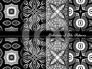Vector Collection of Black and White Seamless Vintage Patterns
