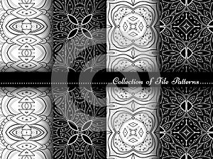 Vector Collection of Black and White Seamless Vintage Patterns