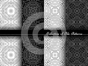 Vector Collection of Black and White Seamless Vintage Patterns