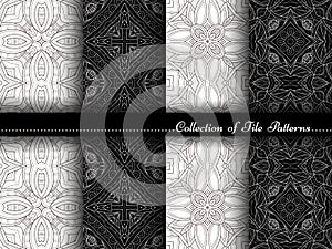 Vector Collection of Black and White Seamless Vintage Patterns