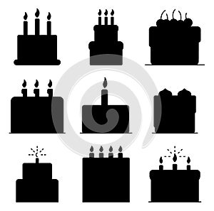Vector collection of cakes images and arts Vectors Silhouettes