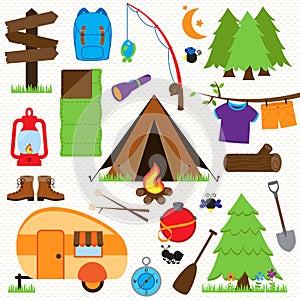 Vector Collection of Camping and Outdoors Themed Images