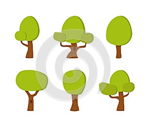 Vector collection of cartoon trees, landscape park element