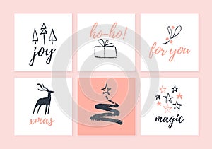 Vector collection of christmas cards, gift tags & badges isolated on light background