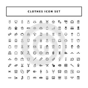 Vector of collection clothes fashion icons set with outline style design