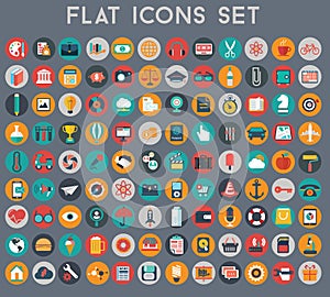 Vector collection of colorful flat business and finance icons.