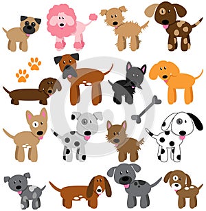 Vector Collection of Cute Cartoon Dogs