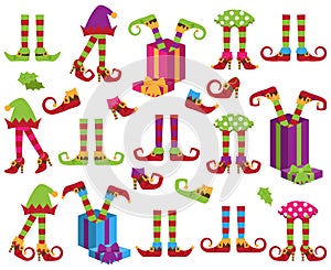 Vector Collection of Cute Christmas Holiday Elf Feet