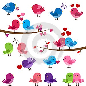 Vector Collection of Cute Love Birds