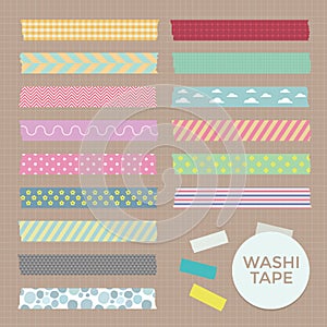 Vector Collection of Cute Patterned Washi Tape Strips