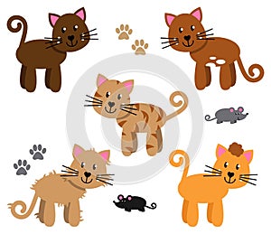 Vector Collection of Cute and Playful Cats