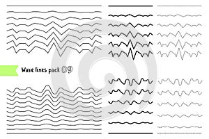 Vector collection of different wave with a very strong vibration