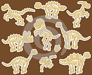 Vector Collection of Dinosaur Fossils or Bones