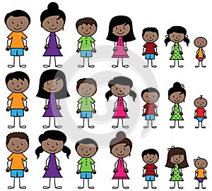 Vector Collection of Diverse Stick People in Vector Format