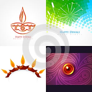 Vector collection of diwali background illustration