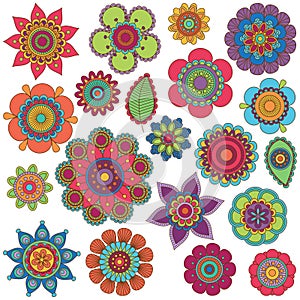 Vector Collection of Doodle Style Flowers photo