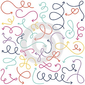 Vector Collection of Doodled Squiggly Arrows photo