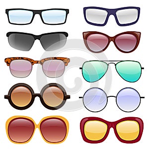 Vector collection of Eyeglasses and Sunglasses. photo