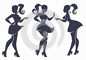 Vector collection of fashion girls silhouette