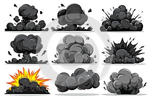 Collection of Cartoon Explosions and Smoke Clouds for Dynamic Visual Effects