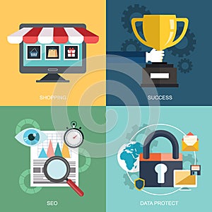 Vector collection of flat and colorful business, marketing and finance concepts. Design elements for web and mobile development