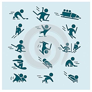 Vector collection of flat simple athlete silhouettes isolated on white background.