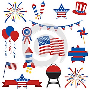 Vector Collection of Fourth of July Items