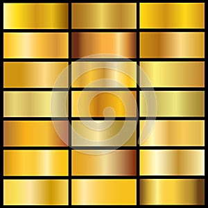 Vector collection of golden metall gradients