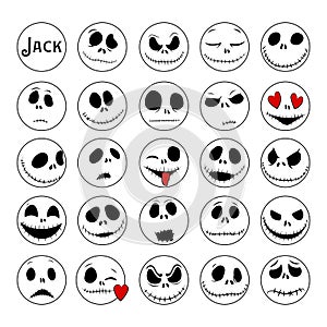 Vector Collection of Halloween Faces. The nightmare before christmas. Jack Skellington. halloween jack faces silhouettes photo