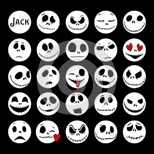 Vector Collection of Halloween Faces. The nightmare before christmas. Jack Skellington. halloween jack faces silhouettes photo