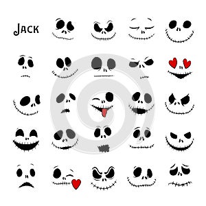 Vector Collection of Halloween Faces. The nightmare before christmas. Jack Skellington. halloween jack faces silhouettes photo