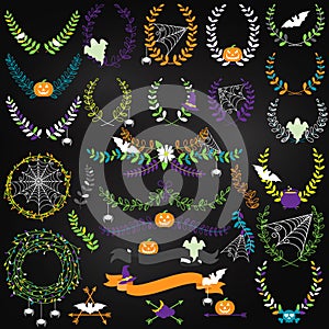 Vector Collection of Halloween Florals, Laurels and Wreaths