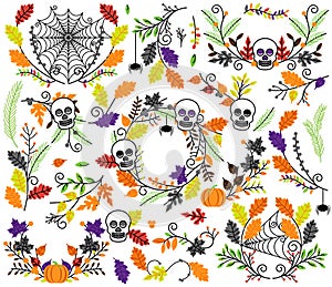 Vector Collection of Halloween Florals, Laurels and Wreaths