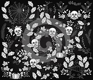 Vector Collection of Halloween Florals, Laurels and Wreaths