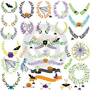 Vector Collection of Halloween Florals, Laurels and Wreaths