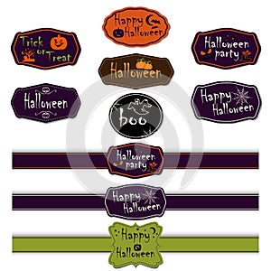 Vector collection of halloween ribbons and labels.