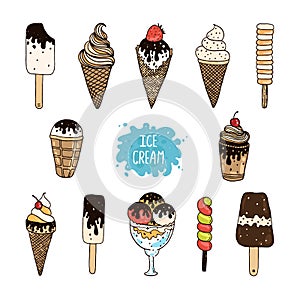 Vector collection of hand drawn ice cream