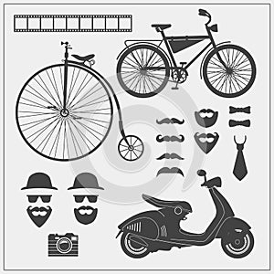 Vector collection of hipster objects and signs. Decorative design elements for card, invitation, labels and infographics.