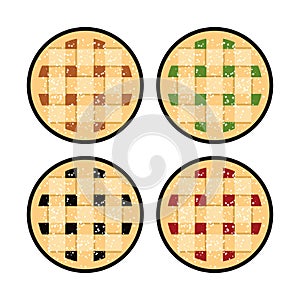 Vector collection of homemade fruit and berry pies