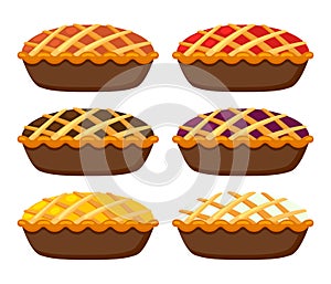 Vector collection of homemade fruit and berry pies