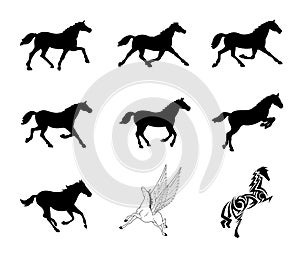 Vector collection of horses